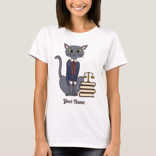 Lawyer Cat - Grått Tom Attorney Cat Lover T Shirt (Framsida)