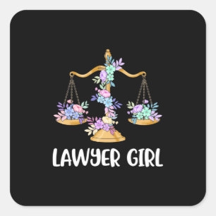 Lawyer Girl Fyrkantigt Klistermärke