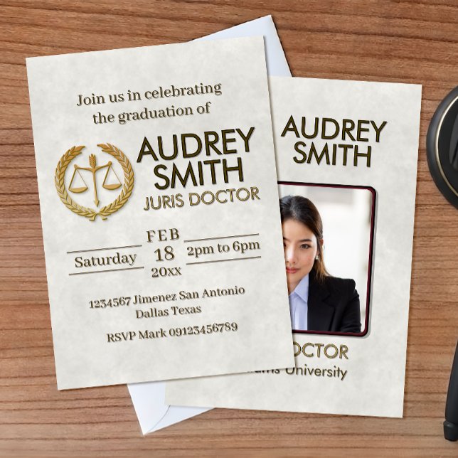 Lawyer Graduation with Photo Inbjudningar (Skapare uppladdad)