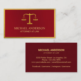Lawyer Guld Justice Elegant Mörk Red Visitkort