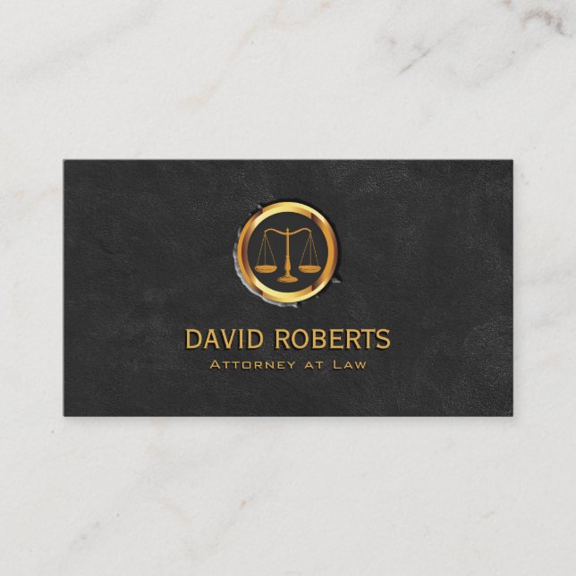 Lawyer Guld  Logotyp Black Attorney Law Visitkort (Framsida)