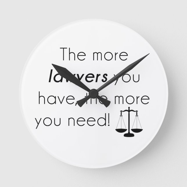 Lawyer humor rund klocka (Framsida)