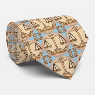 Lawyer Justice Scales Blue tie Slips