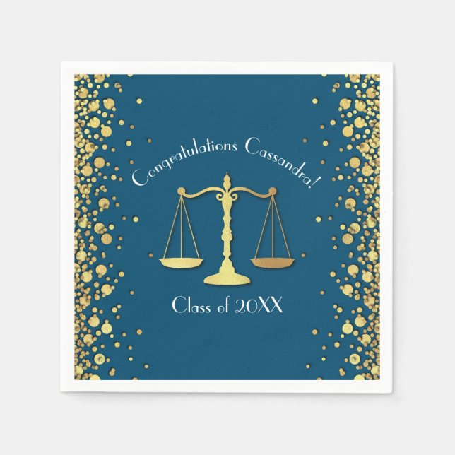 Lawyer Law School Blue Guld Studentfest Pappersservett (Framsidan)