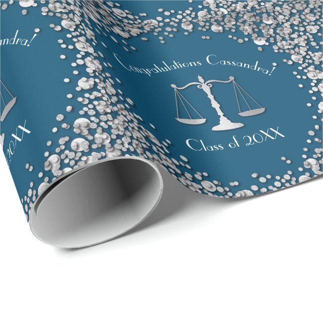 Lawyer Law School Blue Silver Studentfest Presentpapper (Rullad Hörn)