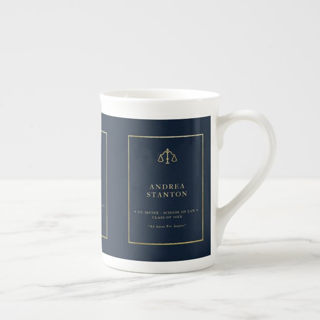 Lawyer Law School Grad Gift Navy Gold Frame Custom Benporslin Mugg (Höger)