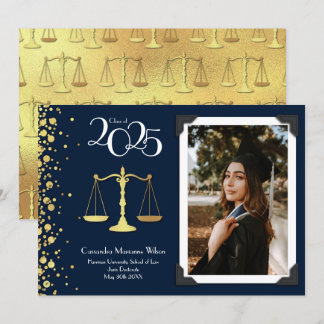 Lawyer Law School Guld Studenten Navy Blue Invita Inbjudningar