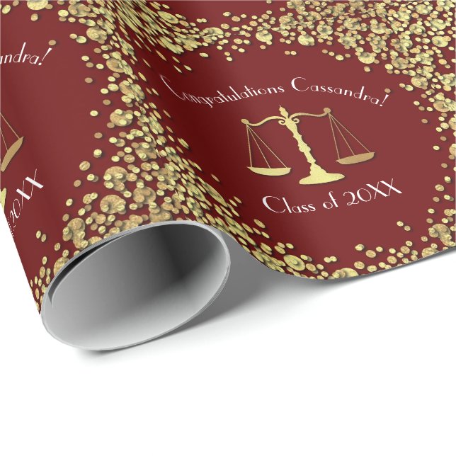 Lawyer Law School Maroon Guld Studentfest Presentpapper (Rullad Hörn)