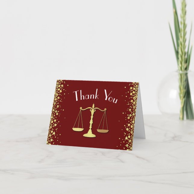 Lawyer Law School Maroon Guld Studentfest Tack Kort (Framsida)