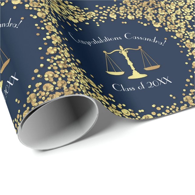 Lawyer Law School navy blue Guld Studentfest Presentpapper (Rullad Hörn)