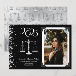 Lawyer Law School Silver Studenten Black Inbjudningar