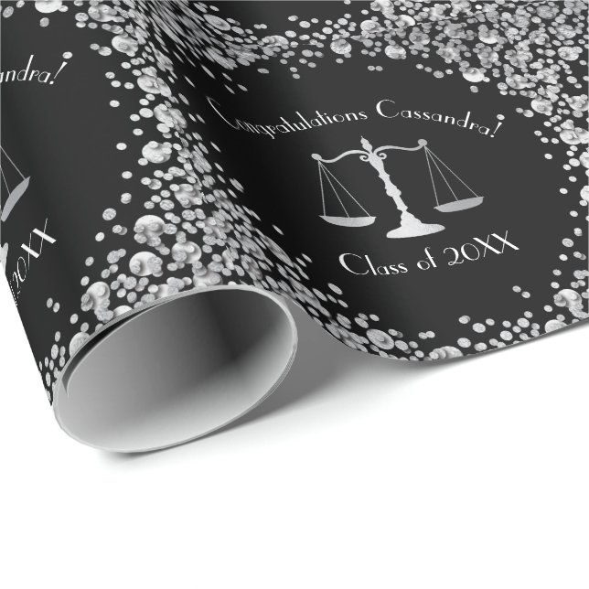 Lawyer Law School Studentfest Black Silver Presentpapper (Rullad Hörn)