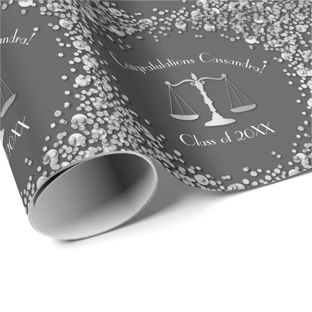 Lawyer Law School Studentfest Grått Silver Presentpapper (Rullad Hörn)