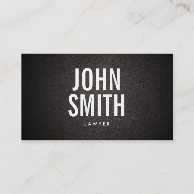 Lawyer Modern Bold Text Elegant Leather Visitkort (Framsida)