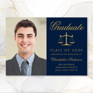 Lawyer Navy Blue Guld Script Photo Studenten Meddelande
