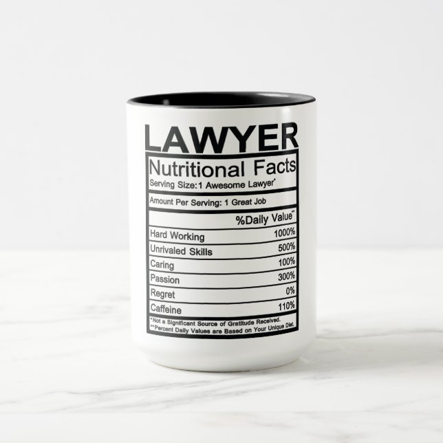 Lawyer Nutritional Facts Mugg (Center)