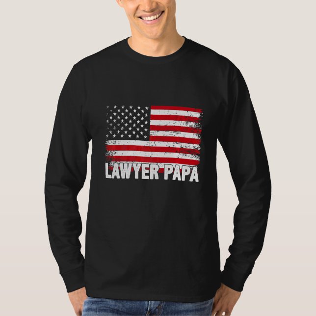 Lawyer Pappa American Flagga Fars dag T Shirt (Framsida)