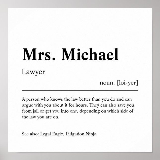 Lawyer Personlig Gift Poster (Framsidan)