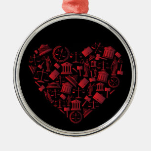 Lawyer Red Heart - Kärlek Law Grunge Art Julgransprydnad Metall