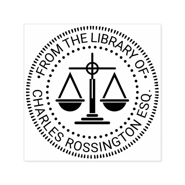 Lawyer Scales of Justice Seal #2 Library Book Name Självfärgande Stämpel (Design)