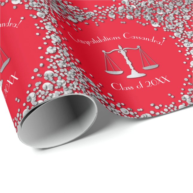 Lawyer School Studenten Silver Red Presentpapper (Rullad Hörn)
