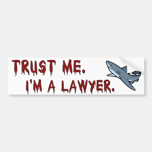 Lawyer Shark Trust Me Bumper Sticker Bildekal (Framsidan)