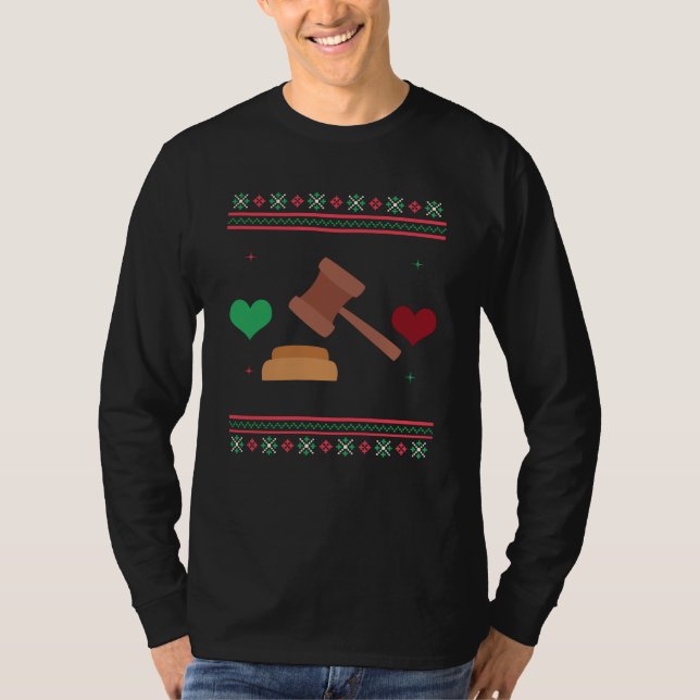 Lawyer Ugly Christmas Sweater Judge Attorney T Shirt (Framsida)