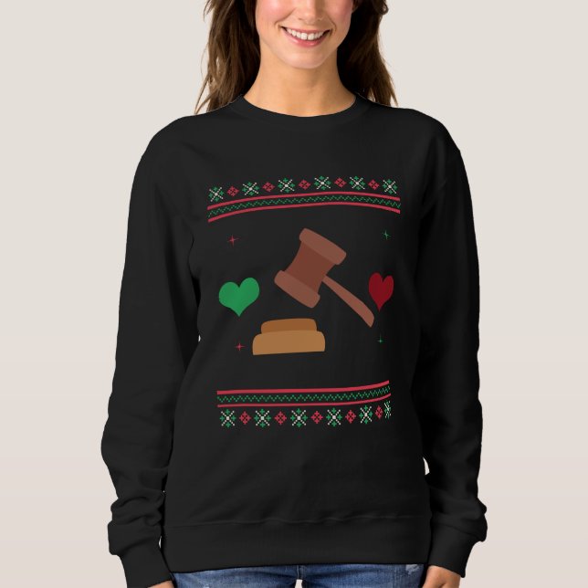 Lawyer Ugly Christmas Sweater Judge Attorney T Shirt (Framsida)