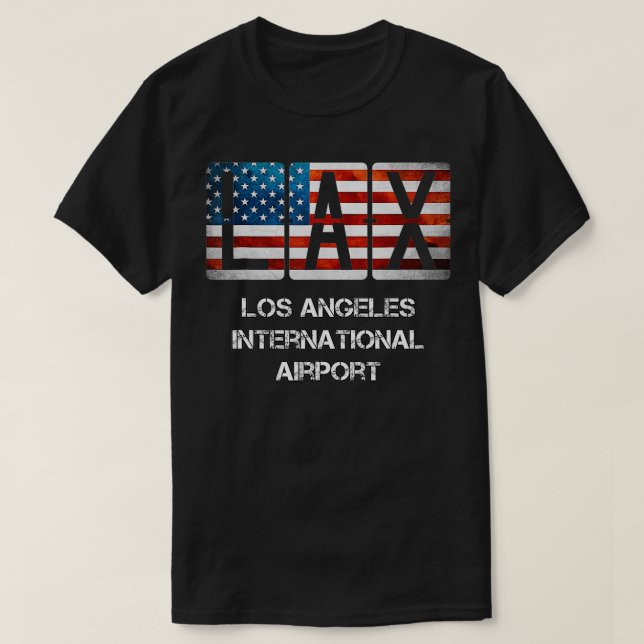 LAX Airport Los Angeles Distress American Flagga C T Shirt (Design framsida)