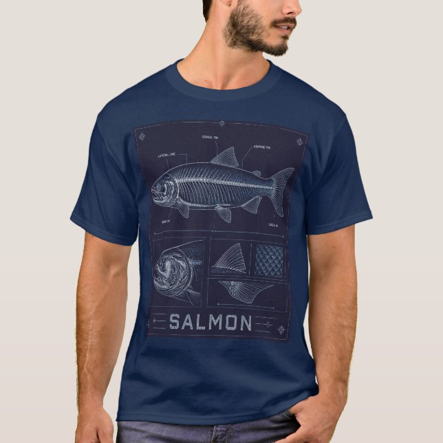 Lax Anatomi Ritning T Shirt (Framsida)