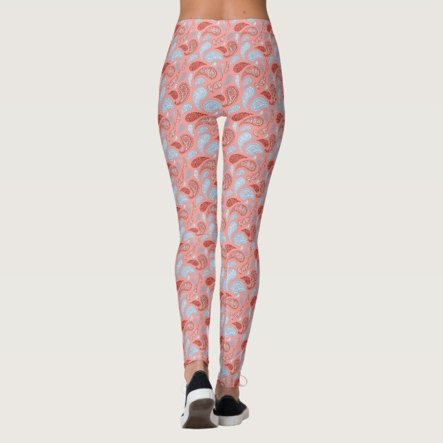 Lax-Blå Paisley Mönster Leggings (Baksida)