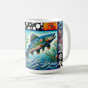 Lax Crazy Quilt Blommig Whimsisk Färgrik Kaffemugg