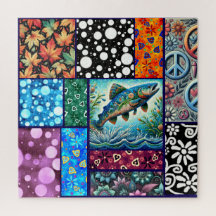 Lax Crazy Quilt Blommig Whimsisk Färgrik