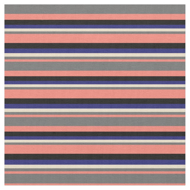 Lax, dim Grått, tan, Midnight Blue & Black Tyg (Närbild)