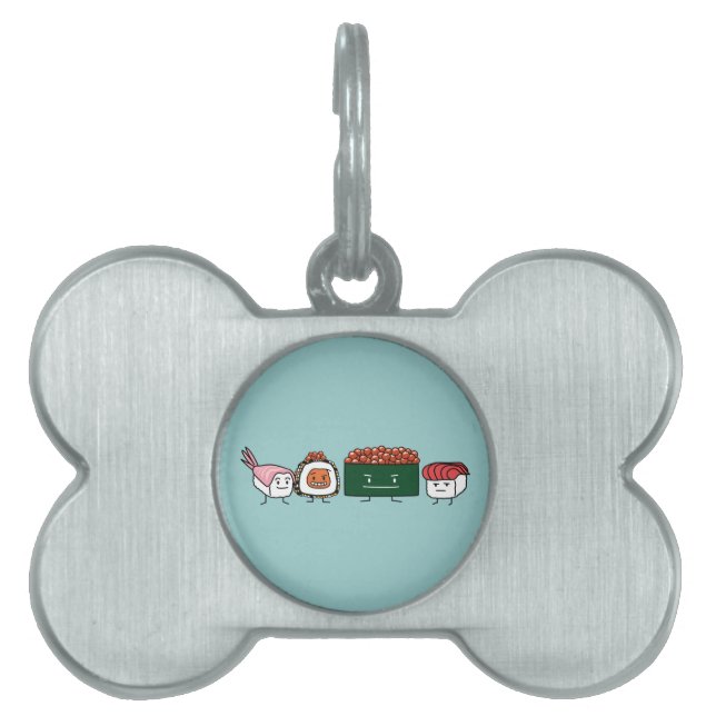 Lax för räka för lyckliga Sushibroderris japansk Namnbricka Husdjur (Framsidan)