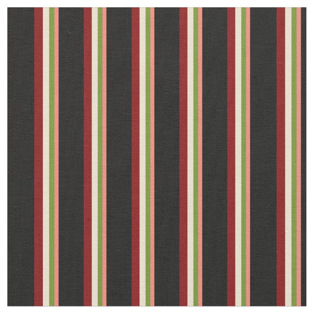 Lax, Grönt, Beige, Maroon och Black Färgad Tyg (Närbild)