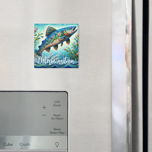 Lax Hoppande Mozaik Blommig Blå Personlig Magnet (In Situ (Fridge))