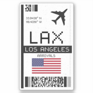 LAX Los Angeles Boarding Pass - California Travel Klistermärken