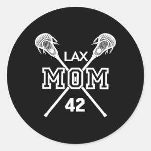 Lax Mamma #42 Lacrosse Mamma Player Number 42 Mor Runt Klistermärke