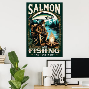 Lax och fiske: en dag före Sjö Poster
