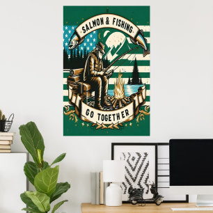 Lax och fiske: en dag före Sjö Poster