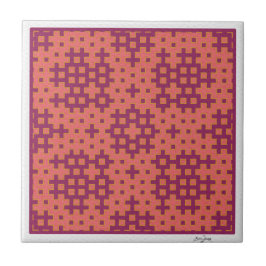 Lax och fuchsia Hitomezashi geometrisk panel Kakelplatta
