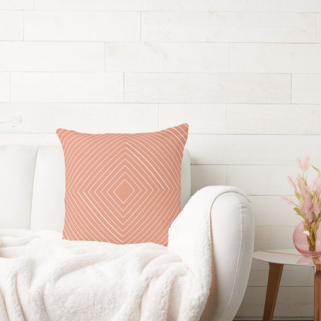 Lax-orange, kapslad Thin White Squares Tribal Kudde (Soffa)