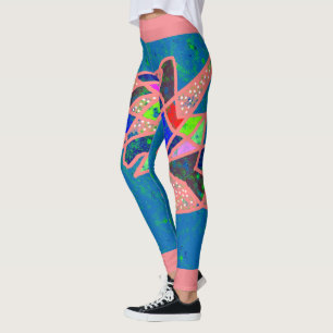 Lax-rosa och blått design med blandat färg leggings