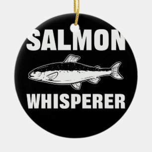 Lax Whisperer Salmon Fish Fishing Julgransprydnad Keramik