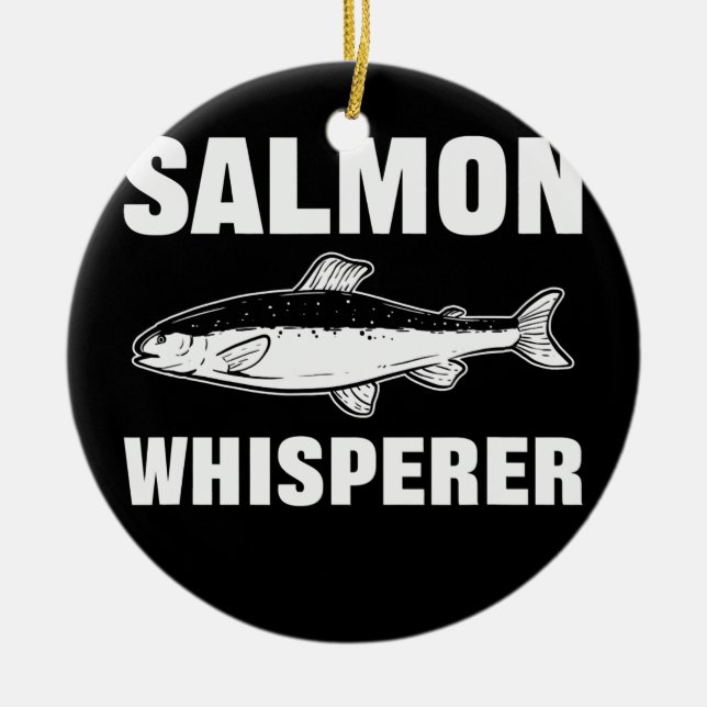 Lax Whisperer Salmon Fish Julgransprydnad Keramik (Framsidan)