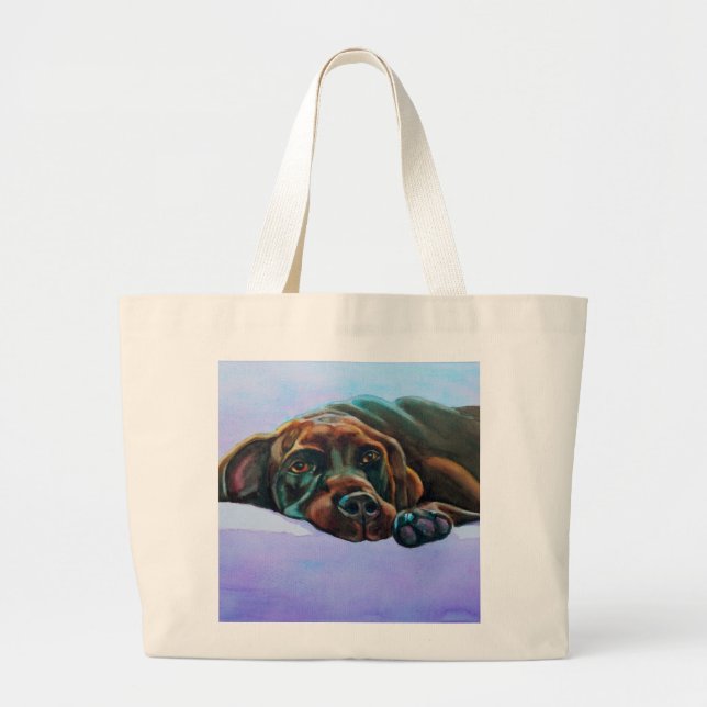 Laxat Chocolate Labrador Hund Jumbo Totebag Jumbo Tygkasse (Framsidan)