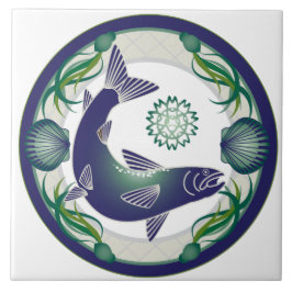 Laxen belägger med tegel kakelplatta