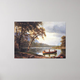 Laxfiske efter Cascapediac Albert Bierstadt Canvastryck