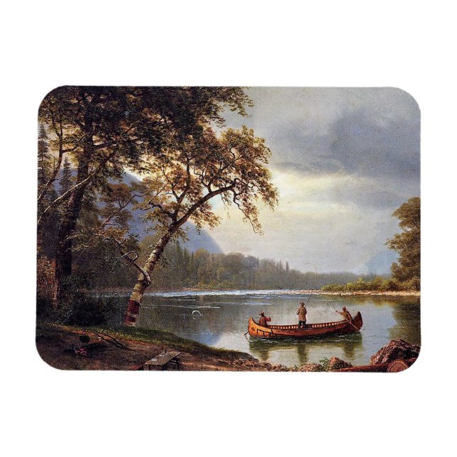 Laxfiske efter Cascapediac Albert Bierstadt Magnet (Horisontell)